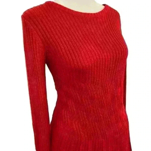 Jessica Howard Sweater Dress Size S Red Pattered Waist Holiday Bodycon Stretch - Picture 8 of 12